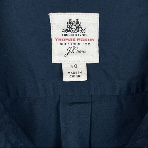 J. Crew Embellished Thomas Mason Tuxedo Shirt Navy 10 RARE - Picture 6 of 7
